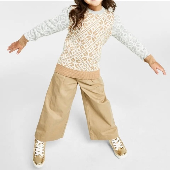 Charter Club Other - Charter Club Big Girls Size L Metallic Fair Isle Family Sweater, Gold